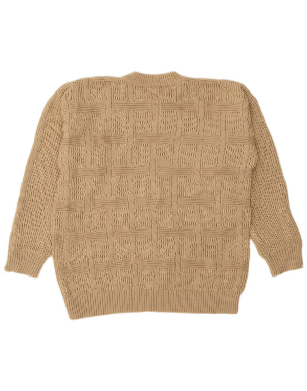 Vintage Herre Crew Neck Jumper Sweater IT 50 Medium Beige Akryl