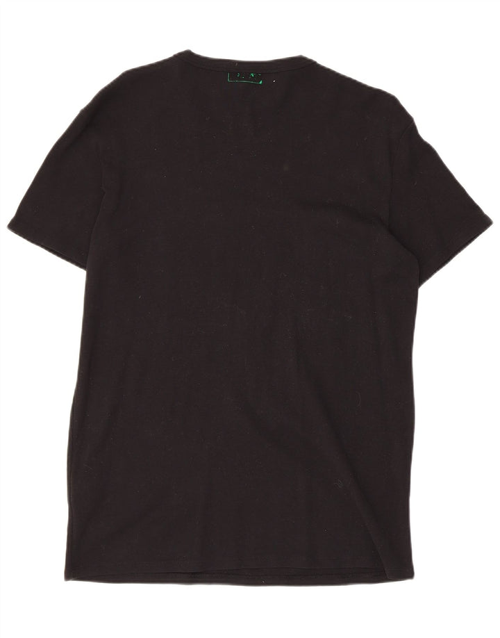 BENETTON Mens Graphic T-Shirt Top XL Black Cotton