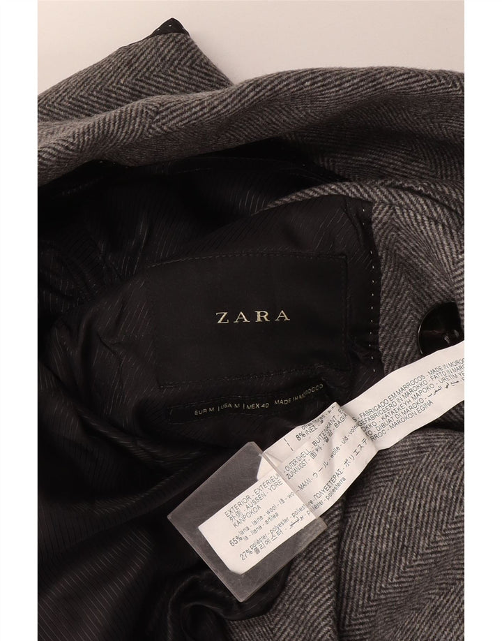 Zara Herre Double Breasted Coat UK 38 Medium Grey Sildebensuld