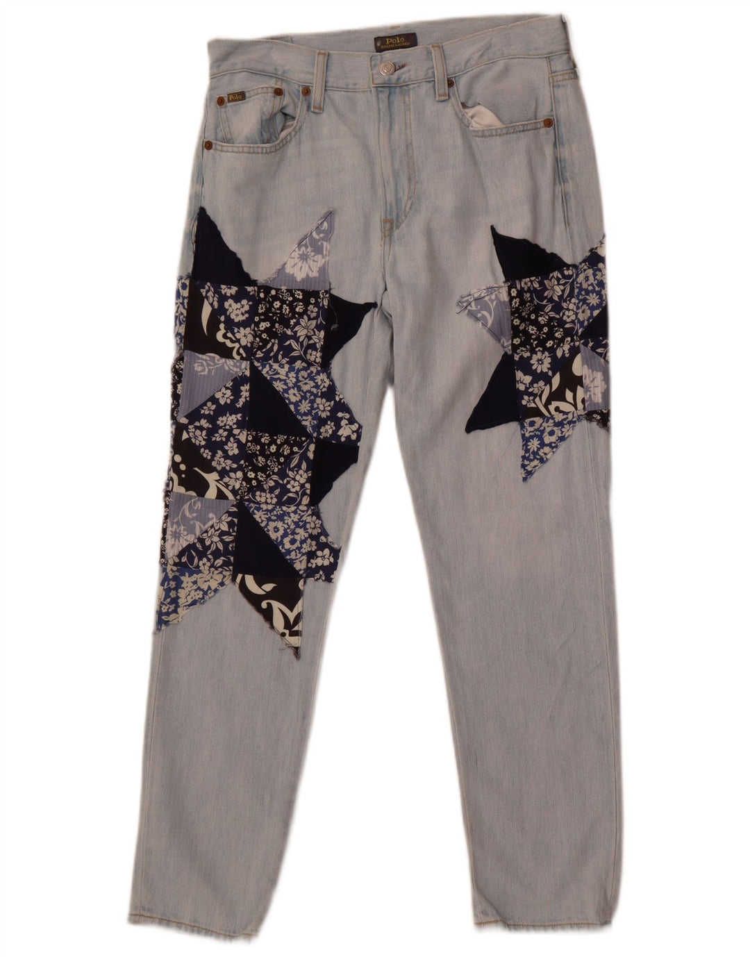 Polo Ralph Lauren Dame Slim Jeans W26 L28 Blå Patchwork Bomuld