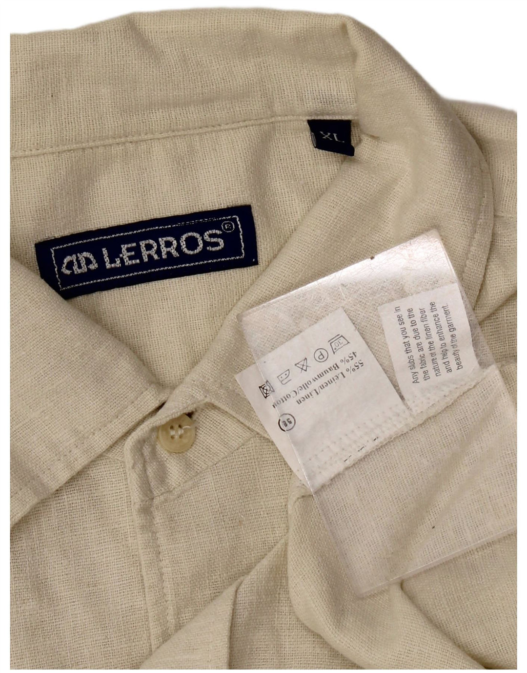 LERROS Mens Short Sleeve Shirt XL Beige Linen