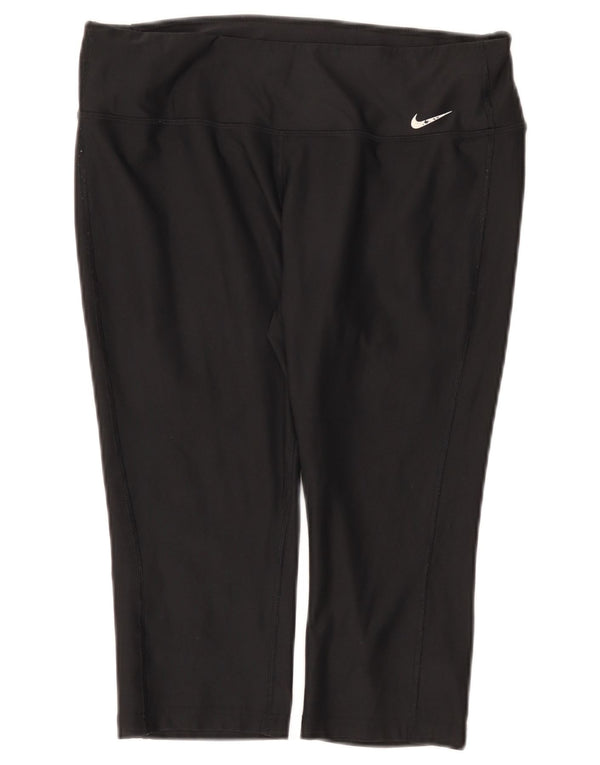 Nike Dame Capri Leggings UK 14 Large Black Polyester Sports