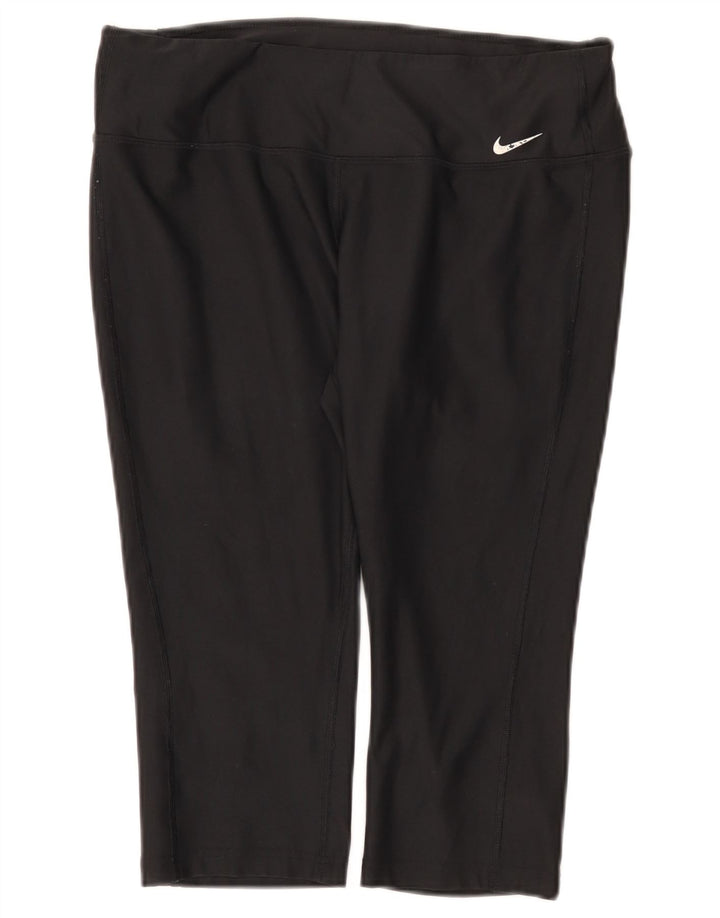 Nike Dame Capri Leggings UK 14 Large Black Polyester Sports