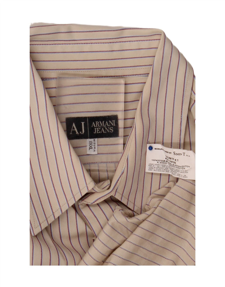 Armani Jeans herreskjorte 3XL beige stribet bomuld