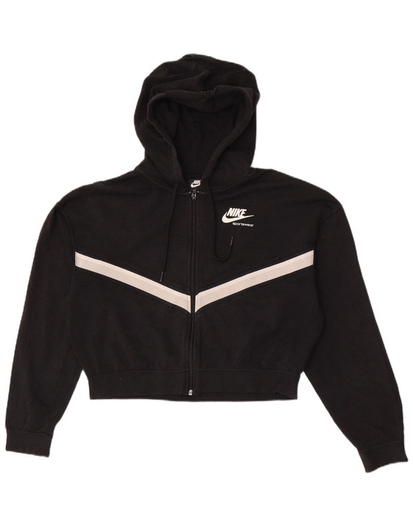 Nike Womens Crop Oversized hættetrøje med lynlås UK 10 Small Black Colourblock