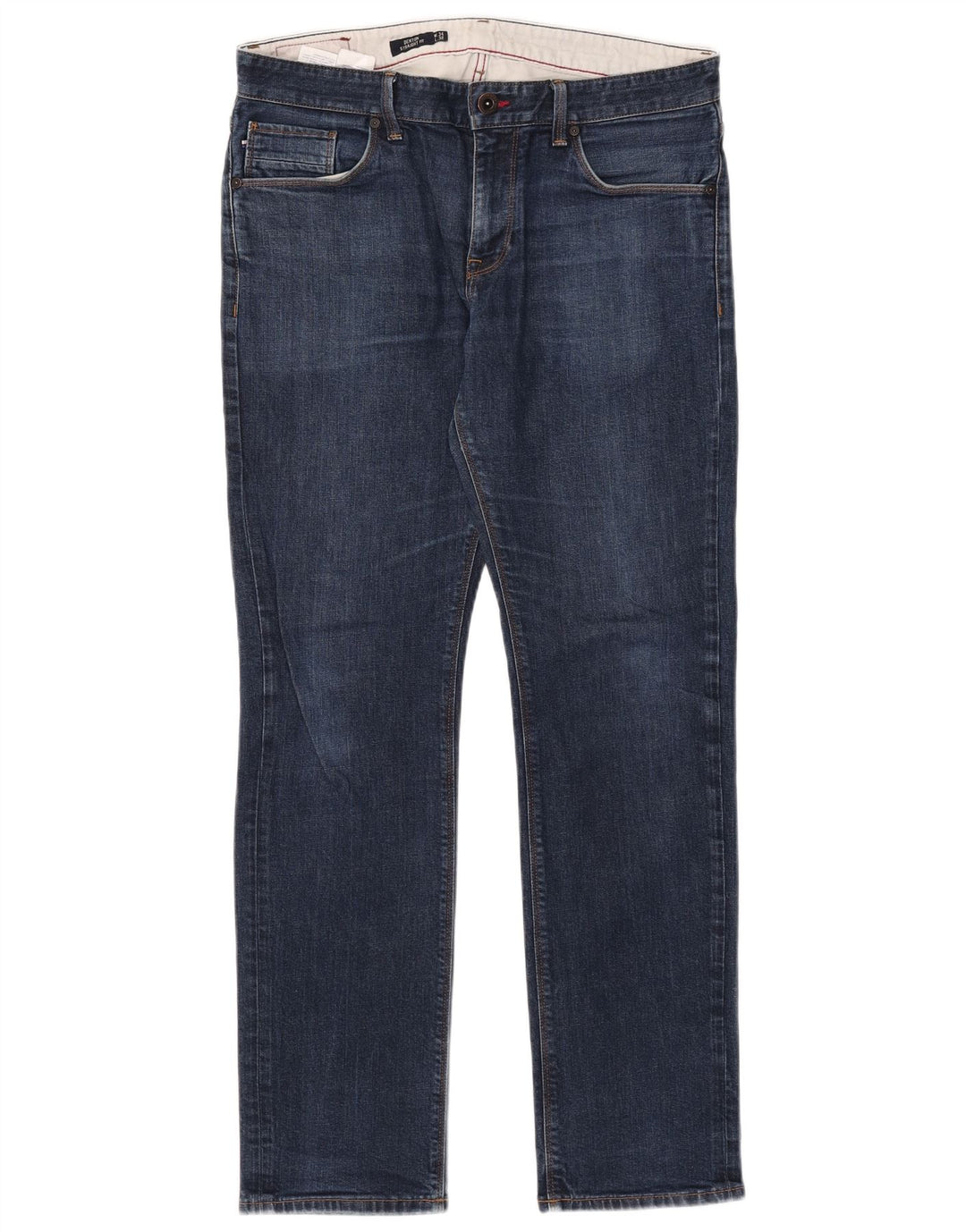 TOMMY HILFIGER Dame Denton Straight Jeans W34 L32 Blå Bomuld