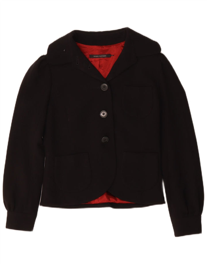 Sultanna Frantsuzova Dame 3-knaps blazerjakke UK 10 Small Black Rayon