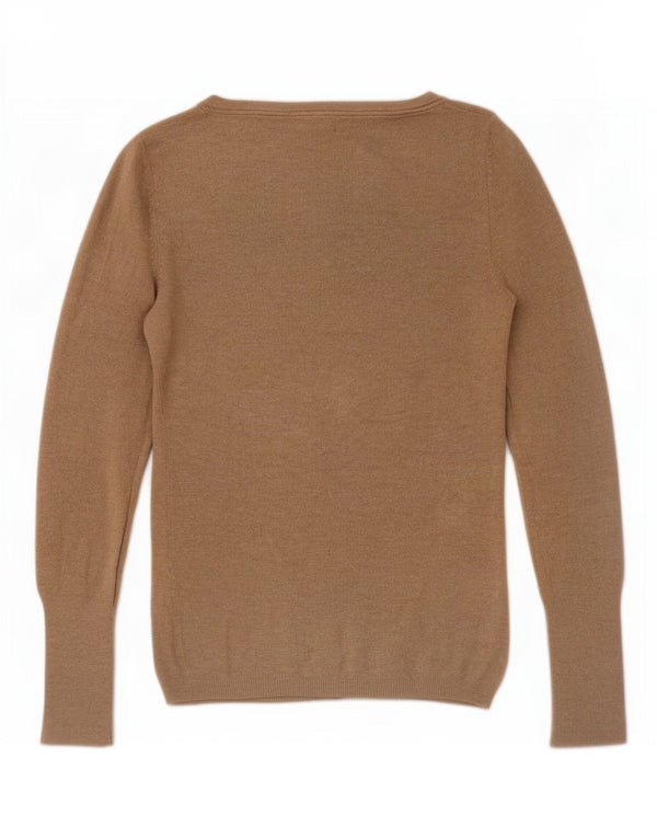 Zara Dame Boat Neck Jumper Sweater UK 8 Small Beige Rayon