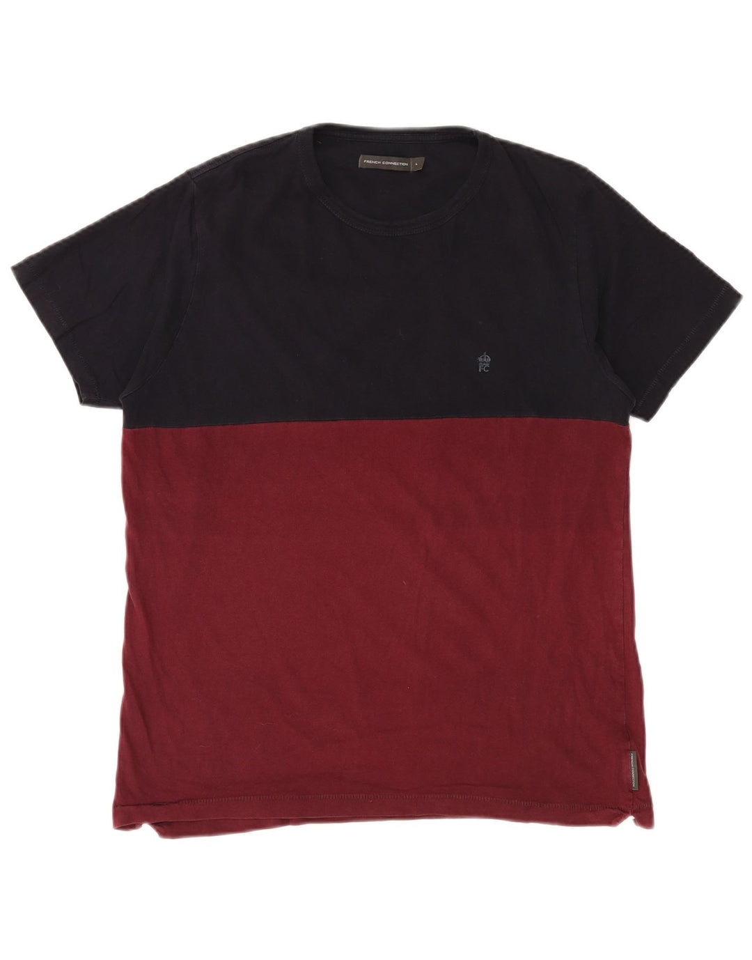 FRENCH CONNECTION Herre T-Shirt Top Stor Burgundy Colourblock