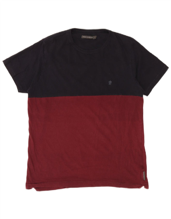 FRENCH CONNECTION Herre T-Shirt Top Stor Burgundy Colourblock