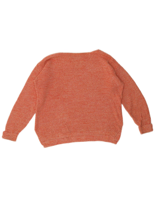 Marks & Spencer Dame Boat Neck Jumper Sweater UK 14 Medium Orange Flecked