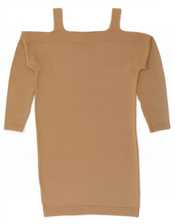 Massimo Dutti Womens Off Shoulder Jumper Dress UK 10 Small Beige