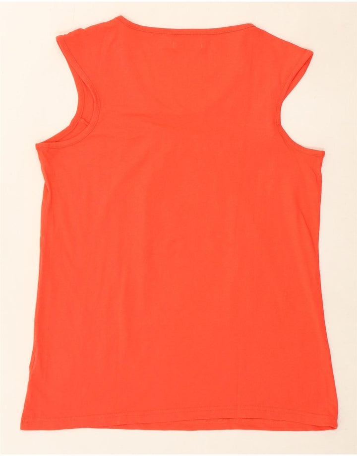 ADIDAS Womens Graphic Vest Top UK 16 Large Orange Cotton Vintage Adidas and Second-Hand Adidas from Messina Hembry 
