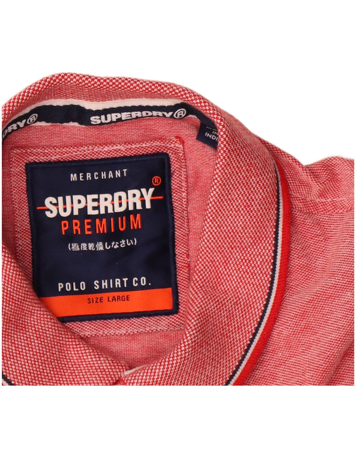 Superdry Polo Shirt til mænd, stor rød flækket bomuld