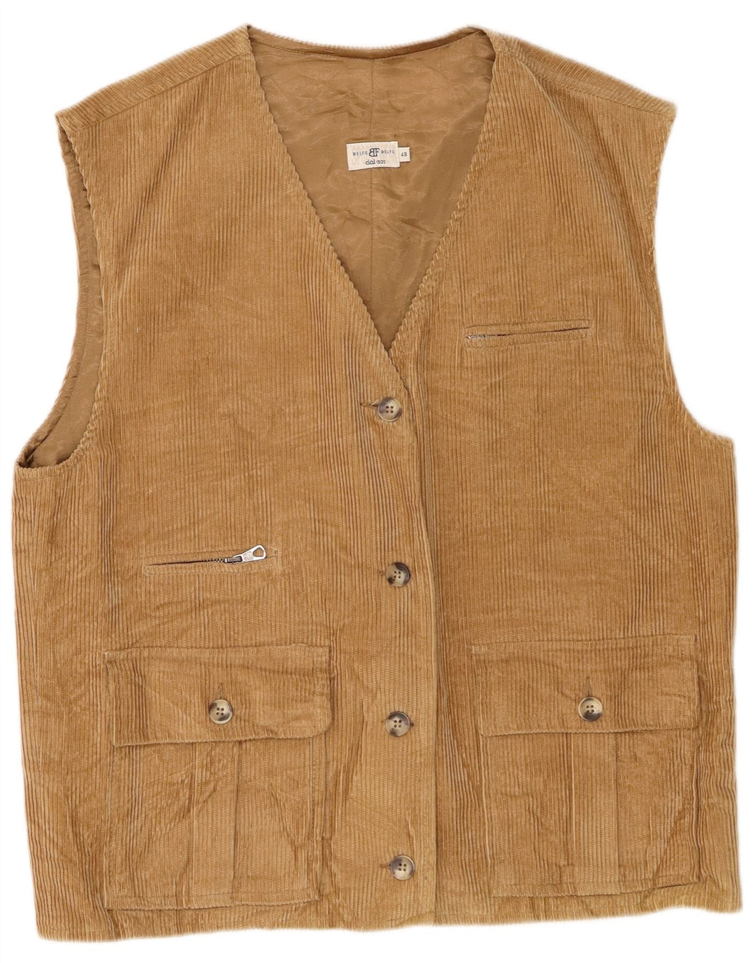 Belfe Womens Corduroy Gilet IT 48 XL Brun Rayon