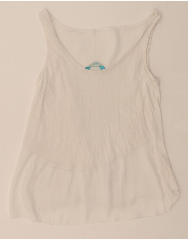 DESIGUAL Womens Vest Top UK 8 Small White Vintage Desigual and Second-Hand Desigual from Messina Hembry 