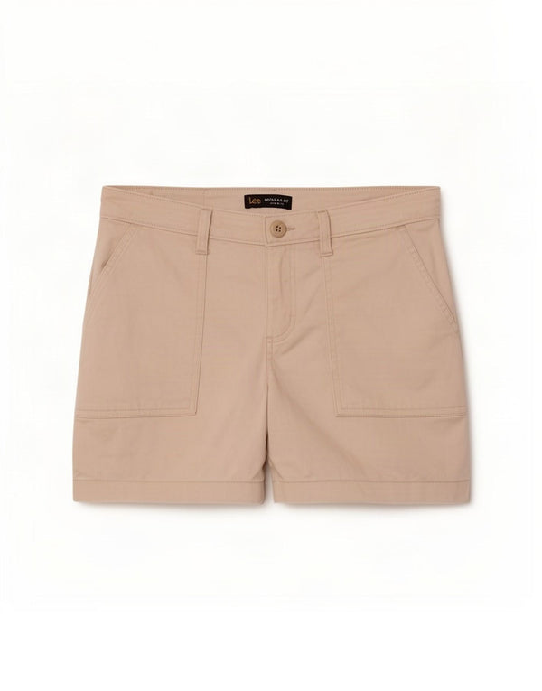 Lee Womens Mid Rise Regular Fit Chino Shorts US 4 Small W28 Beige Bomuld