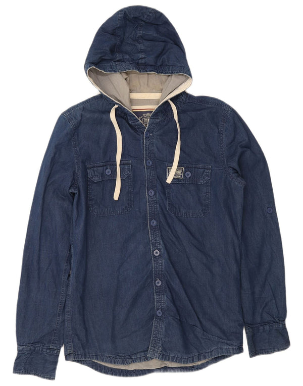 Superdry Mens Lumberjack denimskjorte med hætte, stor blå bomuld