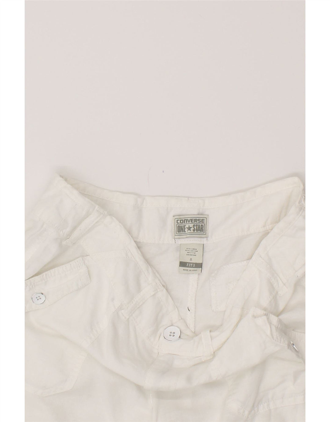 CONVERSE Casual Shorts til kvinder US 8 Medium W34 Hvid hør