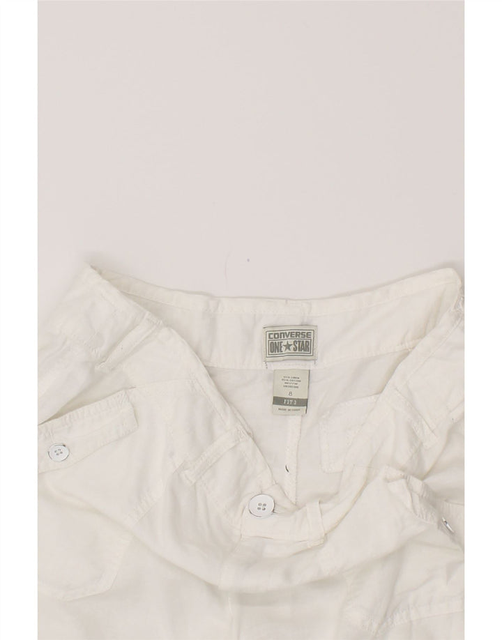 CONVERSE Casual Shorts til kvinder US 8 Medium W34 Hvid hør