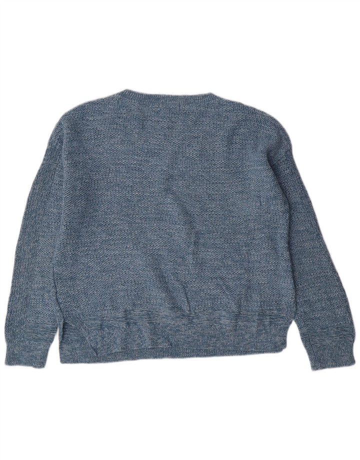 White Stuff Dame Crew Neck Jumper Sweater UK 12 Medium Blue Cotton
