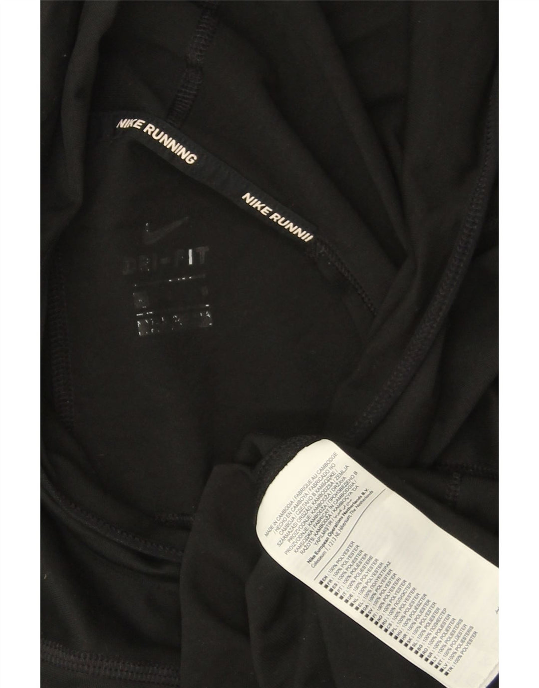 Nike Dame Running Crop Grafisk Hoodie Jumper UK 14 Medium Sort Polyester