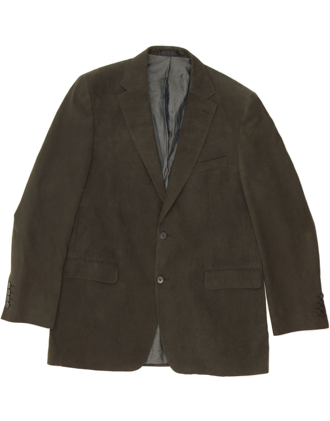 MARKS & SPENCER Mens 2 Button Blazer Jacket UK 38 Medium Khaki Herringbone Vintage Marks & Spencer and Second-Hand Marks & Spencer from Messina Hembry 