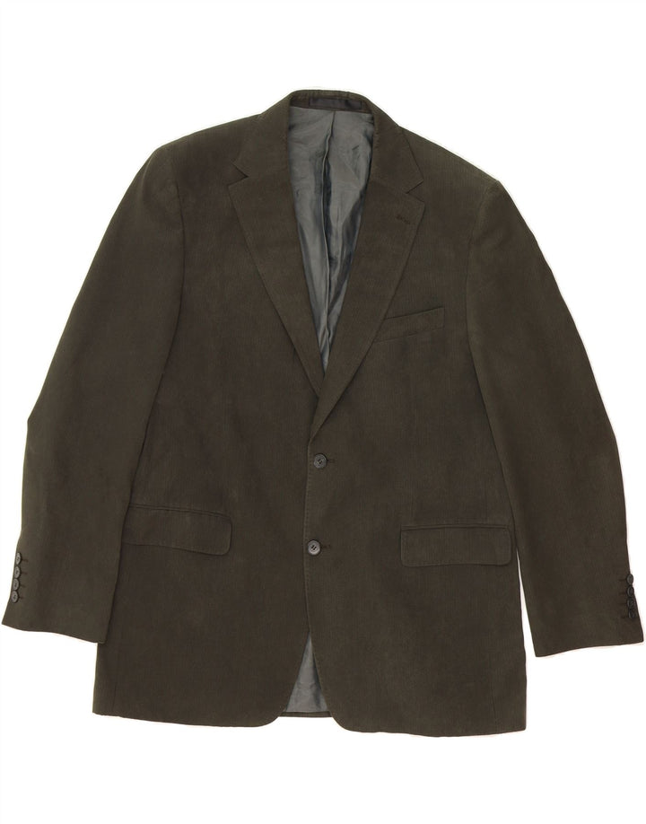 MARKS & SPENCER Mens 2 Button Blazer Jacket UK 38 Medium Khaki Herringbone Vintage Marks & Spencer and Second-Hand Marks & Spencer from Messina Hembry 