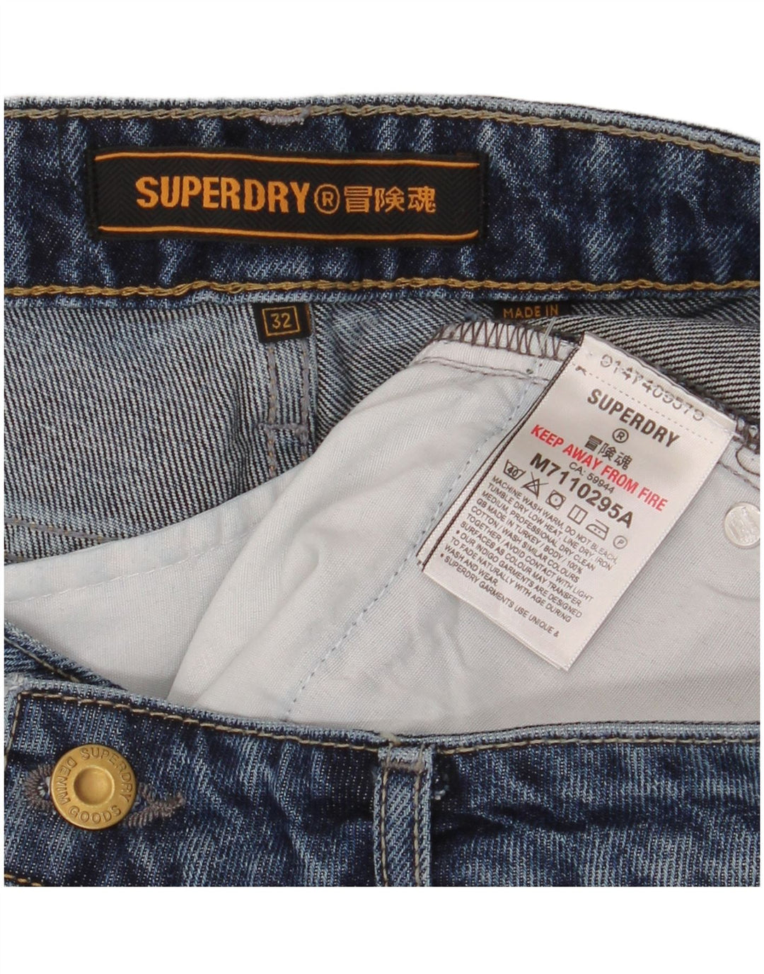 Superdry denimshorts til mænd W32 mellemblå bomuld