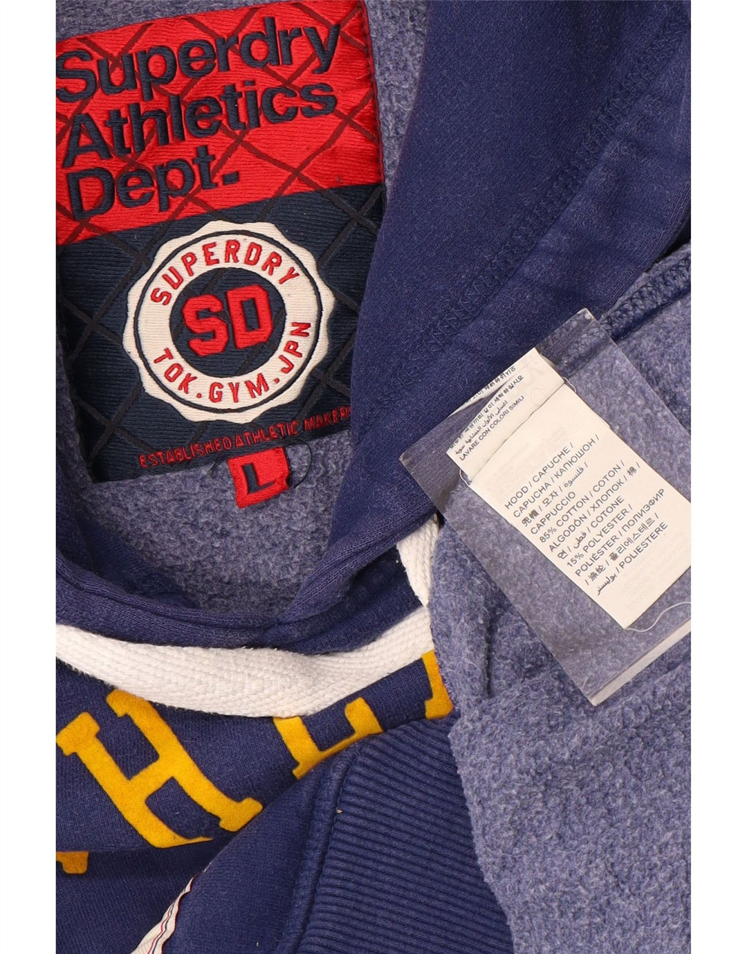 SUPERDRY Grafisk hættetrøje til mænd, stor blå bomuld