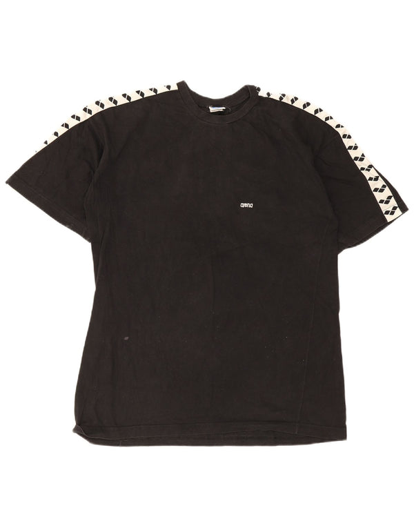Arena Mens Graphic T-Shirt Top Large Black Colourblock Cotton