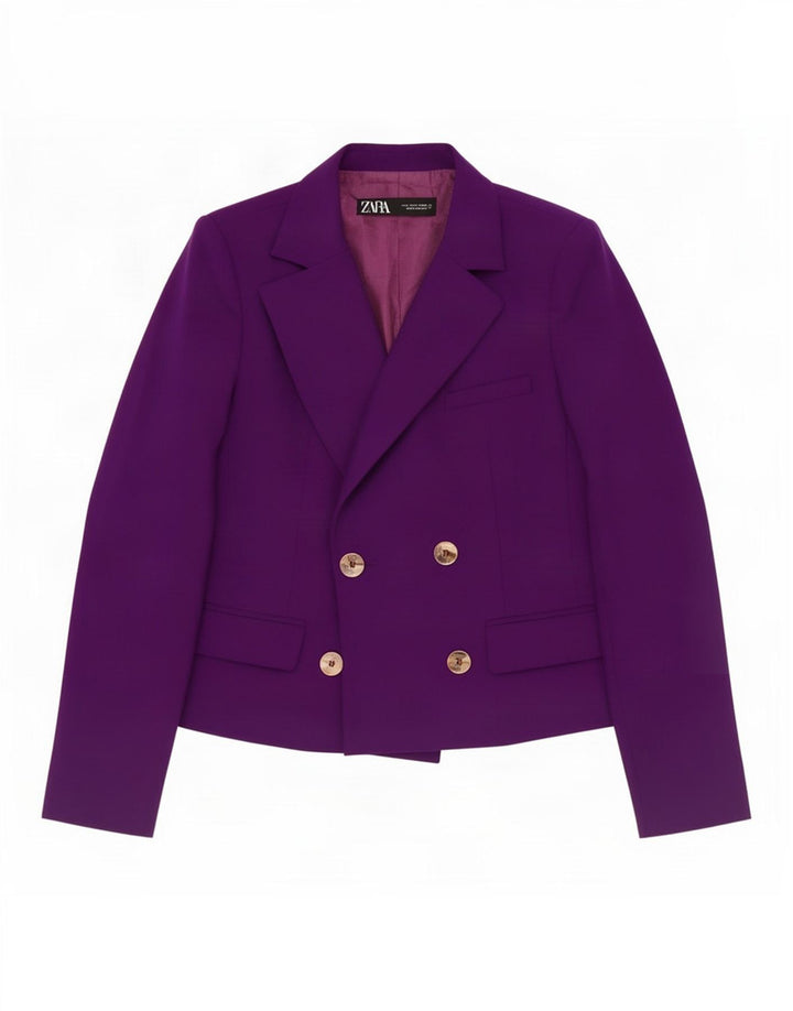 Zara Dame Dobbeltradet Blazer Jacket UK 14 Large Purple