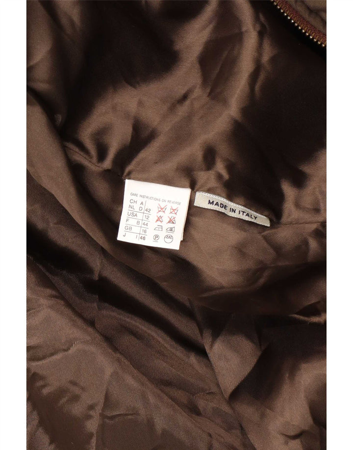 Max & Co. Dame hætte oversize polstret frakke UK 16 Stor brun polyester