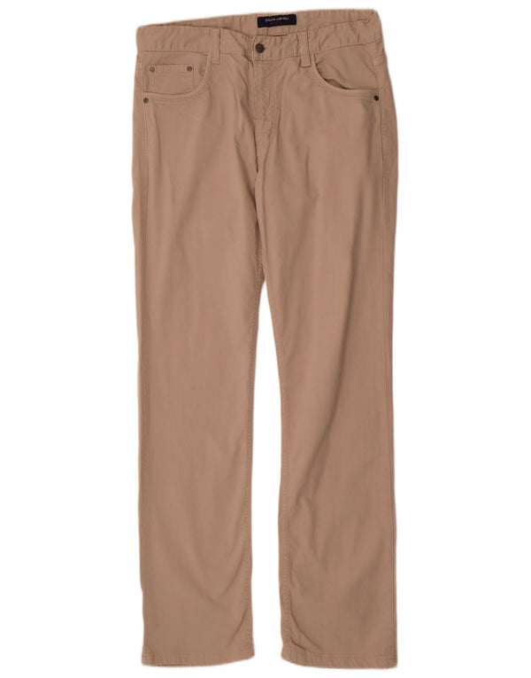 Pierre Cardin Mens Slim Chino Trousers Small W36 L33 Beige Cotton