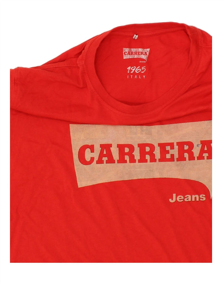 CARRERA Mens Graphic T-Shirt Top Large Red Vintage Carrera and Second-Hand Carrera from Messina Hembry 