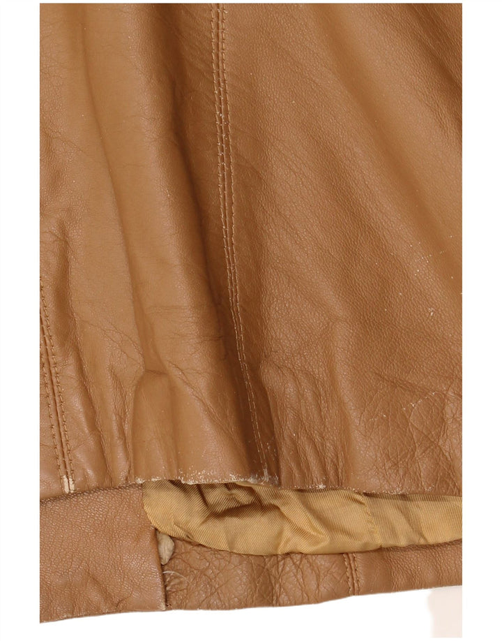 Vintage læderjakke til kvinder IT 48 XL beige læder