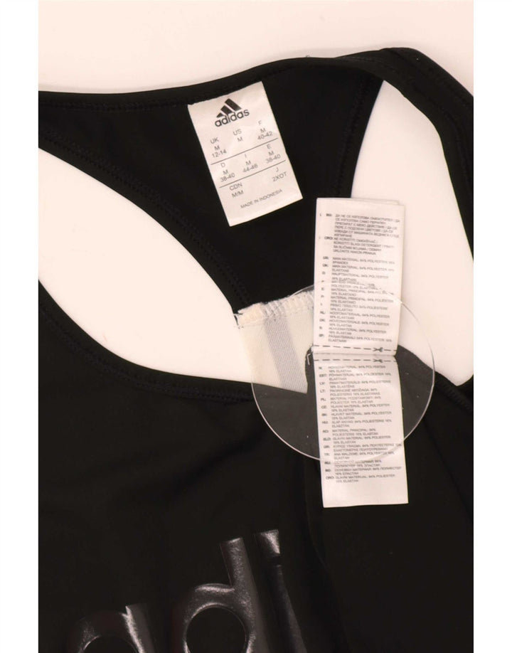 Adidas Womens Crop Graphic Vest Top UK 12/14 Medium Black Polyester