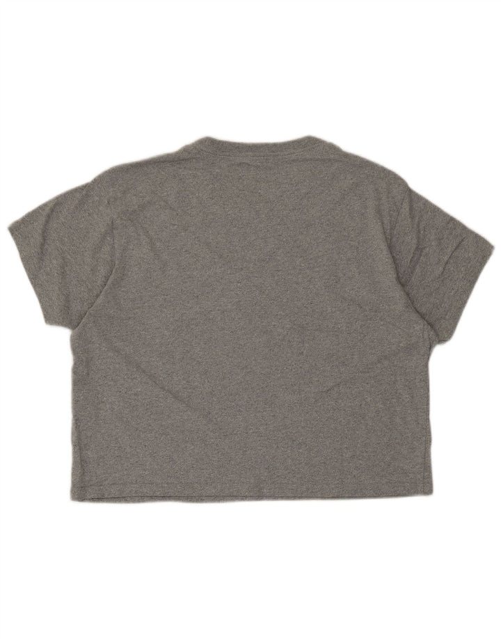 Levi's Womens Crop Oversized grafisk T-shirt top UK 10 små grå flækkede