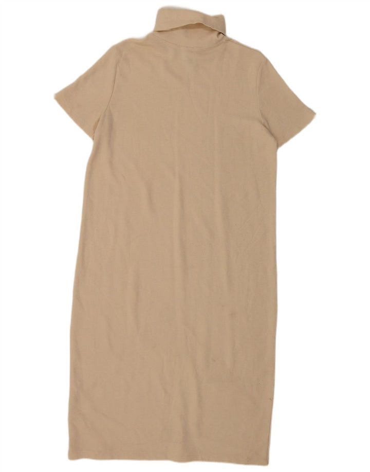 Zara Dame Maxi Kjole UK 16 Stor Beige Bomuld