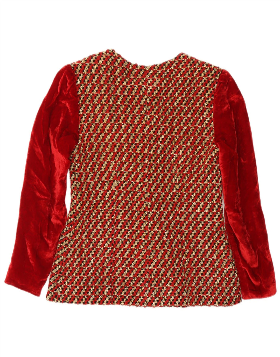 Vintage Dame 4 Button Velvet Blazer Jacket UK 8 Lille rød stribet