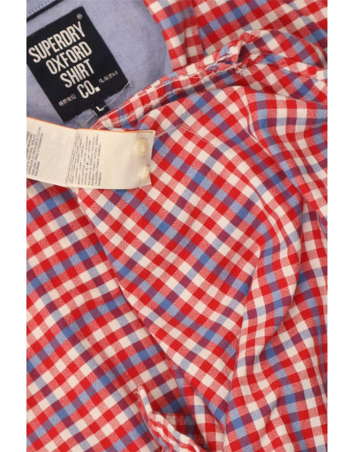 Superdry Kortærmet Herreskjorte Stor rød Gingham Bomuld