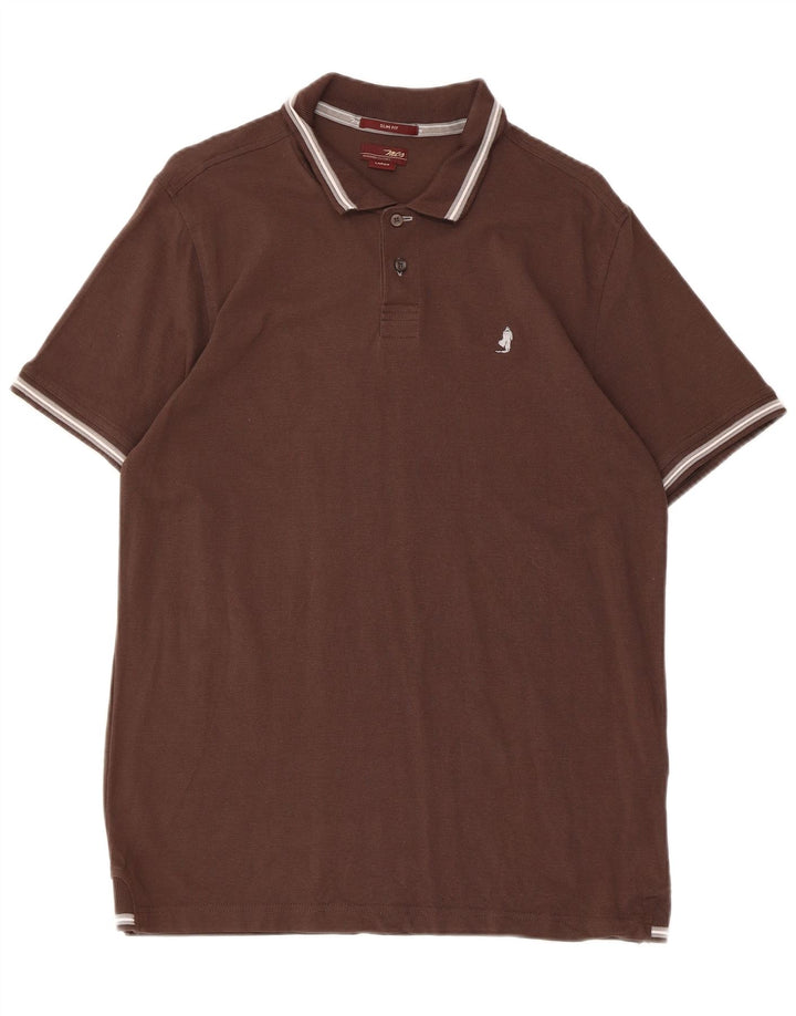 Marlboro Classics Herre Slim Fit Polo Shirt Stor brun bomuld