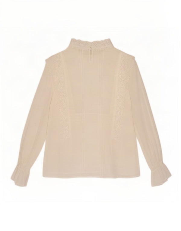 Eri + Ali Dame Langærmet Bluse Top UK 14 Medium White Viscose