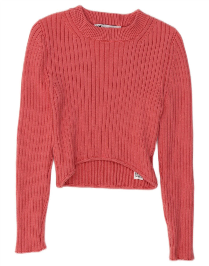 Zara Dame Top Langærmet UK 14 Large Pink Viscose