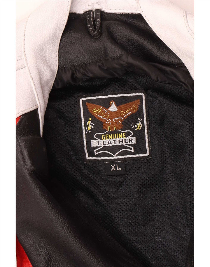 BMW Herre Læder Racer Jakke UK 42 XL Multifarvet Colourblock