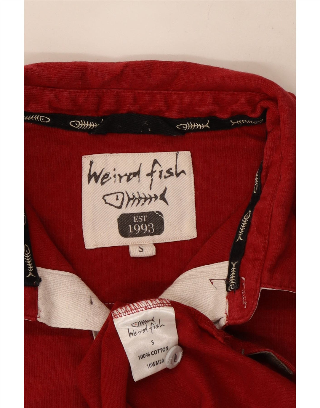 Weird Fish Herre grafisk poloshirt Lille rød Colourblock Bomuld