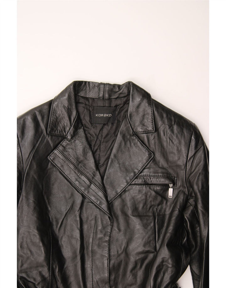 KOR@KOR Womens Leather Coat IT 46 Large Black Leather Vintage Kor@Kor and Second-Hand Kor@Kor from Messina Hembry 