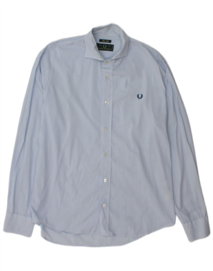 Fred Perry Herre Slim Fit skjorte Stor blå nålestribet bomuld