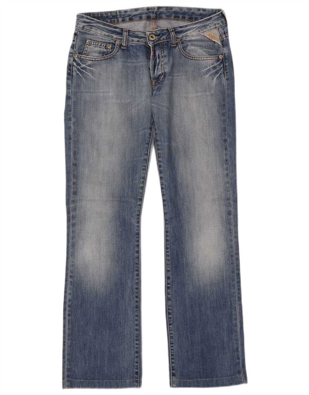 REPLAY Dame Straight Jeans W28 L30 Blå Bomuld