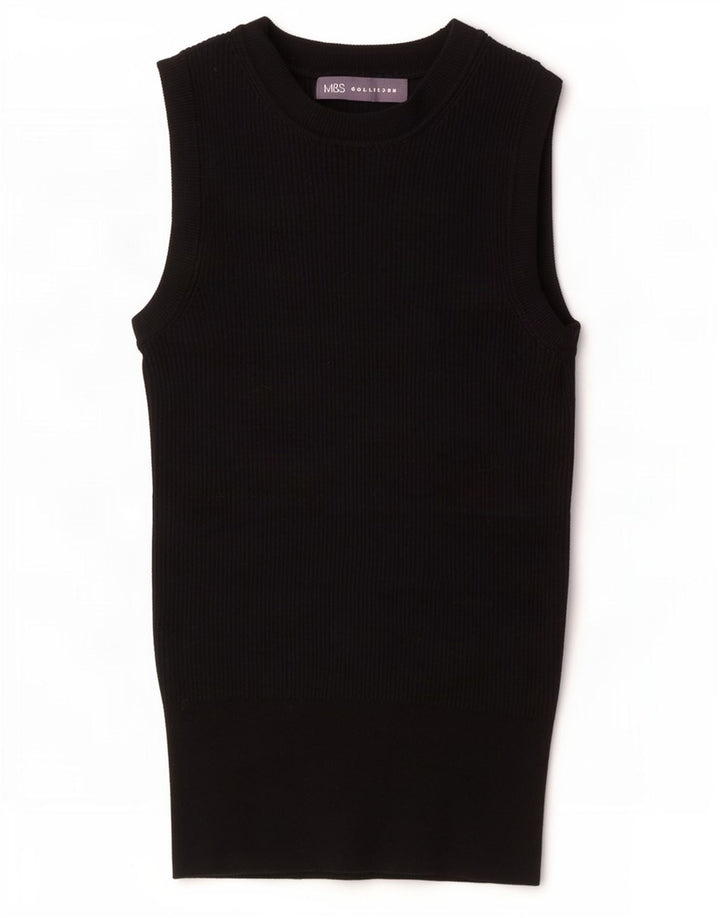 Marks & Spencer Dame Vest Tank Top UK 8 Small Black Viscose